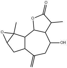 3a,4,5,6,6a,7,7a,8a,8b,8c-Decahydro-4-hydroxy-3,8a-dimethyl-6-methyleneoxireno[2,3]azuleno[4,5-b]furan-2(3H)-one Struktur