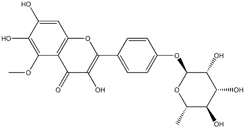 2-[4-[(6-Deoxy-α-L-mannopyranosyl)oxy]phenyl]-3,6,7-trihydroxy-5-methoxy-4H-1-benzopyran-4-one Struktur