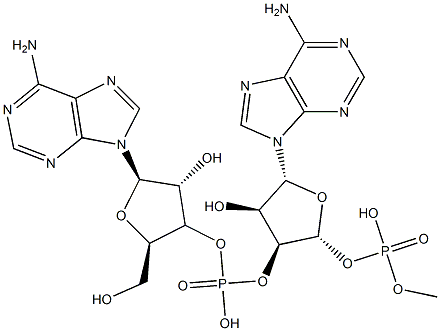 5'-O-(3'-アデニリル)-3'-アデニル酸 化学構造式