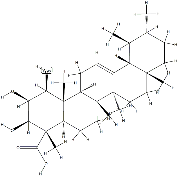 1β,2β,3β-トリヒドロキシウルサ-12-エン-23-酸 化学構造式
