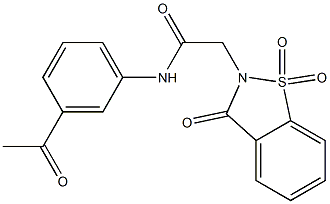 N-(3-acetylphenyl)-2-(1,1-dioxido-3-oxo-1,2-benzisothiazol-2(3H)-yl)acetamide Struktur