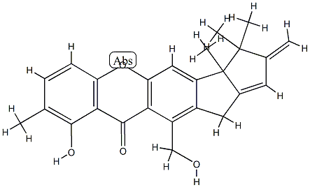 (+)-2,3,3a,12-Tetrahydro-9-hydroxy-11-(hydroxymethyl)-3,3,3a,8-tetramethyl-2-methylene-10H-pentaleno[2,1-b]xanthen-10-one Structure