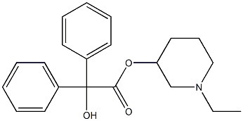 α-ヒドロキシ-α-フェニルベンゼン酢酸1-エチル-3-ピペリジニル 化学構造式