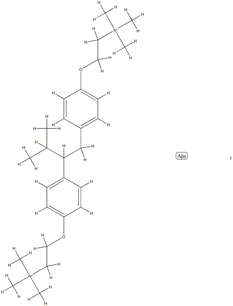 2,2'-(1-イソプロピル-1,2-エタンジイル)ビス(4,1-フェニレンオキシ)ビス(N,N,N-トリメチルエタンアミニウム)·2ヨージド 化学構造式