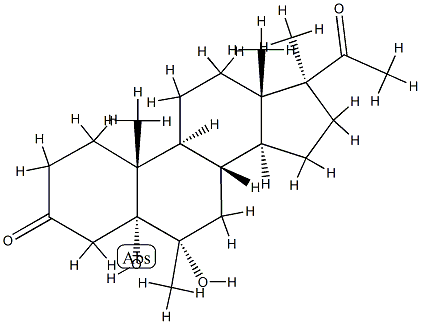 Pregnane-3,20-dione, 5,6-dihydroxy-6,17-dimethyl-, (5α,6)- Structure