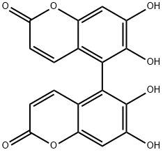 6,6',7,7'-テトラヒドロキシ-5,5'-ビ(2H-1-ベンゾピラン)-2,2'-ジオン 化学構造式