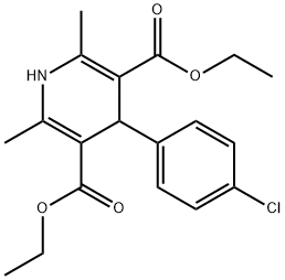 4-(4-氯苯基)-2,6-二甲基-1,4-二氢吡啶-3,5-二羧酸二乙酯 结构式