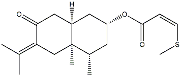 (Z)-3-(Methylthio)propenoic acid [(2R,8aα)-decahydro-4α,4aα-dimethyl-6-(1-methylethylidene)-7-oxonaphthalen-2-yl] ester Structure