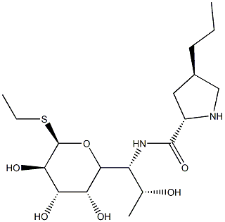 1,6,8-Trideoxy-6-[[(2S)-4β-propyl-2α-pyrrolidinyl]carbonylamino]-1-ethylthio-α-D-erythro-D-galacto-octopyranose 结构式