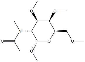 Methyl 2-[acetyl(methyl)amino]-3-O,4-O,6-O-trimethyl-2-deoxy-α-D-galactopyranoside 结构式