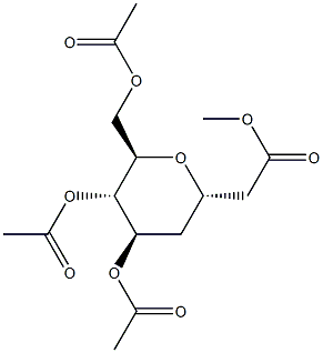 1-O,4-O,5-O,7-O-テトラアセチル-2,6-アンヒドロ-3-デオキシ-D-manno-ヘプチトール 化学構造式