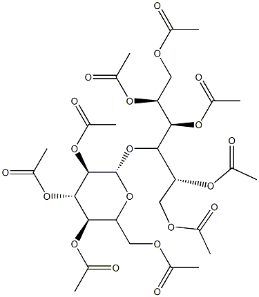 1-O,2-O,3-O,5-O,6-O-Pentaacetyl-4-O-(2-O,3-O,4-O,6-O-tetraacetyl-β-D-galactopyranosyl)-D-glucitol Structure