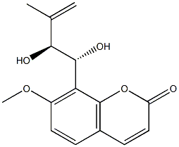 rel-8-[(1R*,2S*)-1,2-ジヒドロキシ-3-メチル-3-ブテニル]-7-メトキシ-2H-1-ベンゾピラン-2-オン 化学構造式