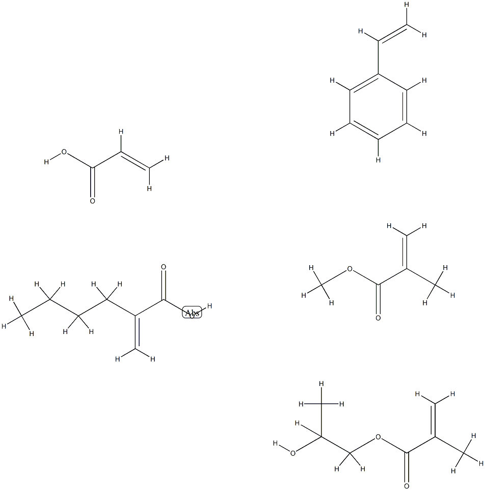 2-Propenoic acid, 2-methyl-, methyl ester, polymer with butyl 2-propenoate, ethenylbenzene, 1,2-propanediol mono(2-methyl-2-propenoate) and 2-propenoic acid Structure