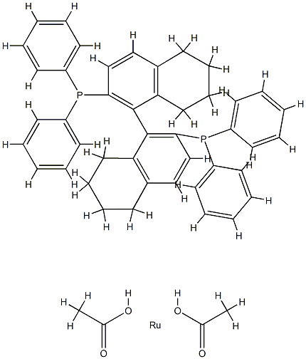 Diacetato[(R)-(+)-2,2'-bis(diphenylphosphino)-5,5',6,6',7,7',8,8'-octahydro-1,1'-binaphthy]ruthenium(II) Structure