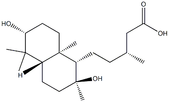 (1S,4aβ,βR)-Decahydro-2β,6α-dihydroxy-β,2,5,5,8aα-pentamethyl-1-naphthalenepentanoic acid Struktur