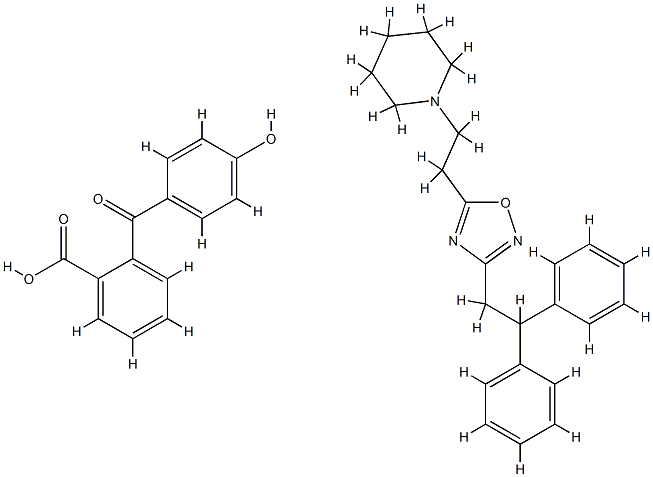 2-(4-ヒドロキシベンゾイル)安息香酸・1-[2-[3-(2,2-ジフェニルエチル)-1,2,4-オキサジアゾール-5-イル]エチル]ピペリジン 化学構造式