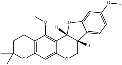 (7aR)-2,3,7aα,12aα-テトラヒドロ-10,13-ジメトキシ-3,3-ジメチル-1H,7H-ベンゾフロ[3,2-c]ピラノ[3,2-g][1]ベンゾピラン 化学構造式