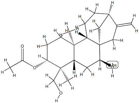 (4S)-カウラ-16-エン-3α,7β,19-トリオール3-アセタート 化学構造式