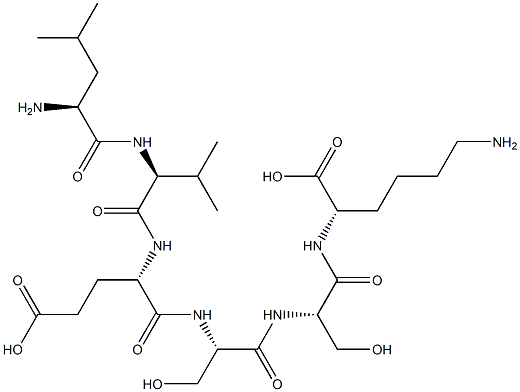(2S)-6-amino-2-[[(2S)-2-[[(2S)-2-[[(2S)-2-[[(2S)-2-[[(2S)-2-amino-4-me thyl-pentanoyl]amino]-3-methyl-butanoyl]amino]-4-carboxy-butanoyl]amin o]-3-hydroxy-propanoyl]amino]-3-hydroxy-propanoyl]amino]hexanoic acid Struktur