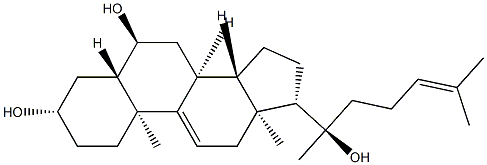 (20R)-5α-コレスタ-9(11),24-ジエン-3β,6α,20-トリオール 化学構造式