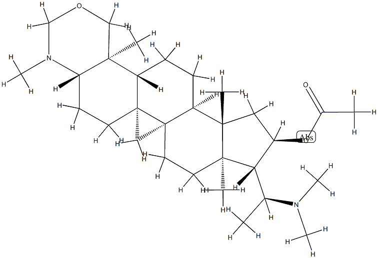 (20S)-20-(Dimethylamino)-2',3α,3',4-tetrahydro-3',4β,14-trimethyl-9β,19-cyclo-6'H-5α-pregn-3-eno[3,4-d][1,3]oxazin-16α-ol acetate Struktur