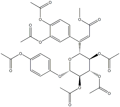 4-(Acetyloxy)phenyl 2-O,3-O,4-O-triacetyl-6-O-[3-[3,4-bis(acetyloxy)phenyl]propenoyl]-β-D-glucopyranoside 结构式