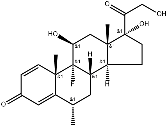 (6a, 11)-9-fluoro-11,17, 21-Trihydroxy-6-Methylpregna-1, 4-Diene-3, 20-Dione Structure