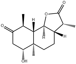 (3R)-3aβ,5,5a,6,7,9,9aβ,9bα-オクタヒドロ-6α-ヒドロキシ-3α,5aα,9β-トリメチルナフト[1,2-b]フラン-2,8(3H,4H)-ジオン 化学構造式