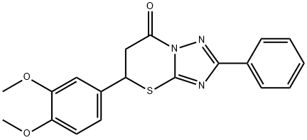 5-(3,4-dimethoxyphenyl)-2-phenyl-5,6-dihydro-7H-[1,2,4]triazolo[5,1-b][1,3]thiazin-7-one Struktur