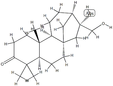 (5α,9α,10β)-16,17-ジヒドロキシカウラン-3-オン 化学構造式