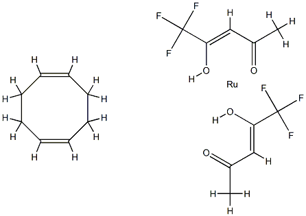 Bis(1,1,1-trifluoro-2,4-pentanedionato)(1,5-cyclooctadiene)ruthenium(II), 98% Structure
