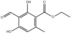 2,4-ジヒドロキシ-3-ホルミル-6-メチル安息香酸エチル 化学構造式