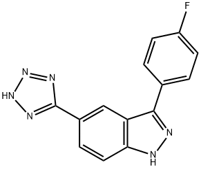 1H-Indazole, 3-(4-fluorophenyl)-5-(2H-tetrazol-5-yl)-,395100-02-4,结构式