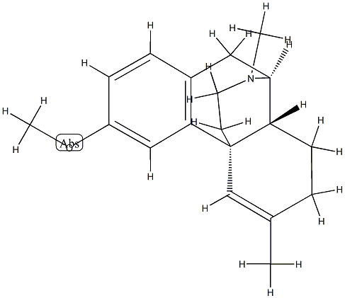 5,6-ジデヒドロ-3-メトキシ-6,17-ジメチルモルフィナン 化学構造式