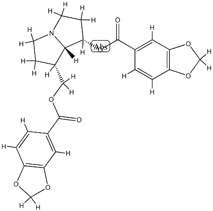 1,3-Benzodioxole-5-carboxylic acid, (7-((1,3-benzodioxol-5-ylcarbonyl) oxy)hexahydro-1H-pyrrolizin-1-yl)methyl ester, (1S-(1alpha,7alpha,7abe ta))- Struktur