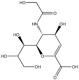2-deoxy-2,3-didehydro-N-glycoloylneuraminic acid 化学構造式