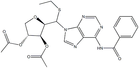 2,5-Anhydro-1-C-[6-(benzoylamino)-9H-purin-9-yl]-1-S-ethyl-1-thio-D-xylitol 3,4-diacetate Structure
