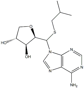 1-C-(6-アミノ-9H-プリン-9-イル)-2,5-アンヒドロ-1-S-イソブチル-1-チオ-D-キシリトール 化学構造式