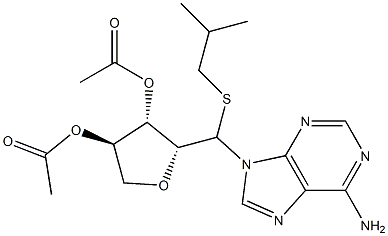 1-C-(6-Amino-9H-purin-9-yl)-2,5-anhydro-1-S-isobutyl-1-thio-D-xylitol 3,4-diacetate Struktur