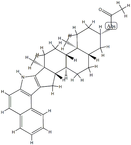 (2S)-1,2,3,4,4a,4bα,5,6,6a,7,14,14aα,14bβ,15,16,16aα-Hexadecahydro-4aβ,6aβ-dimethylbenzo[e]naphth[2',1':4,5]indeno[1,2-b]indol-2β-ol acetate,40039-62-1,结构式