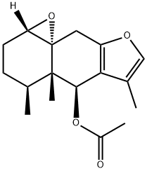 (1aS,9aR)-1aα,2,4,4a,5,9-Hexahydro-4α,4aα,6-trimethyl-3H-oxireno[8,8a]naphtho[2,3-b]furan-5α-ol acetate Struktur