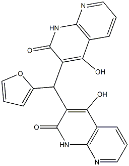 1,8-Naphthyridin-2(1H)-one,3,3-(2-furanylmethylene)bis[4-hydroxy-(9CI) Struktur