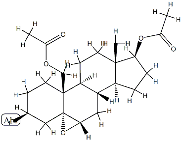 5,6α-エポキシ-3β-フルオロ-5α-アンドロスタン-17β,19-ジオールジアセタート 化学構造式