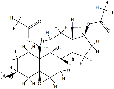 5,6β-Epoxy-3β-fluoro-5β-androstane-17β,19-diol diacetate Struktur