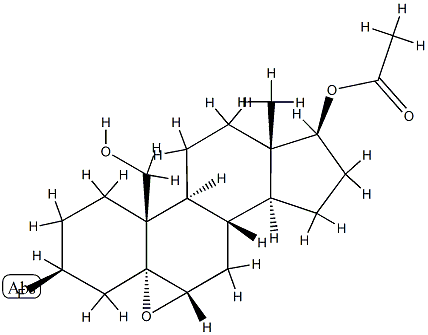 5,6α-エポキシ-3β-フルオロ-5α-アンドロスタン-17β,19-ジオール17-アセタート 化学構造式