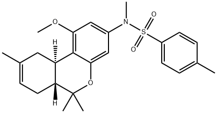 4,N-ジメチル-N-[(6aR,10aα)-6aβ,7,10,10a-テトラヒドロ-1-メトキシ-6,6,9-トリメチル-6H-ジベンゾ[b,d]ピラン-3-イル]ベンゼンスルホンアミド 化学構造式