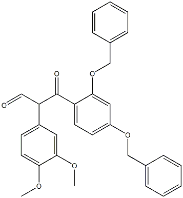 2,4-ビス(フェニルメトキシ)-α-(3,4-ジメトキシフェニル)-β-オキソベンゼンプロパナール 化学構造式