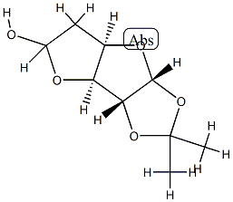 5-Deoxy-1,2-O-(1-methylethylidene)-alpha-D-xylo-hexodialdo-1,4-furanose Struktur