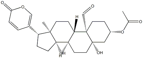 3β-アセチルオキシ-5,14-ジヒドロキシ-19-オキソ-5β-ブファ-20,22-ジエノリド 化学構造式